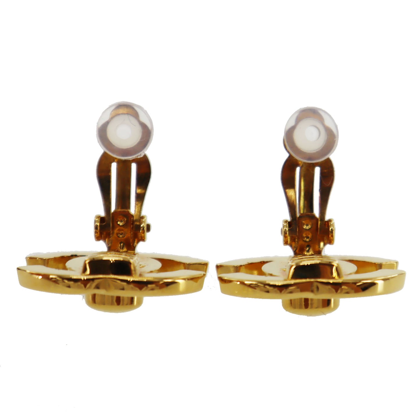 CHANEL CC Turn-lock Earrings Gold Clip-On 95A #AG191