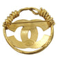 CHANEL CC Logos Round Pin Brooch Gold Plated 94P #AG854