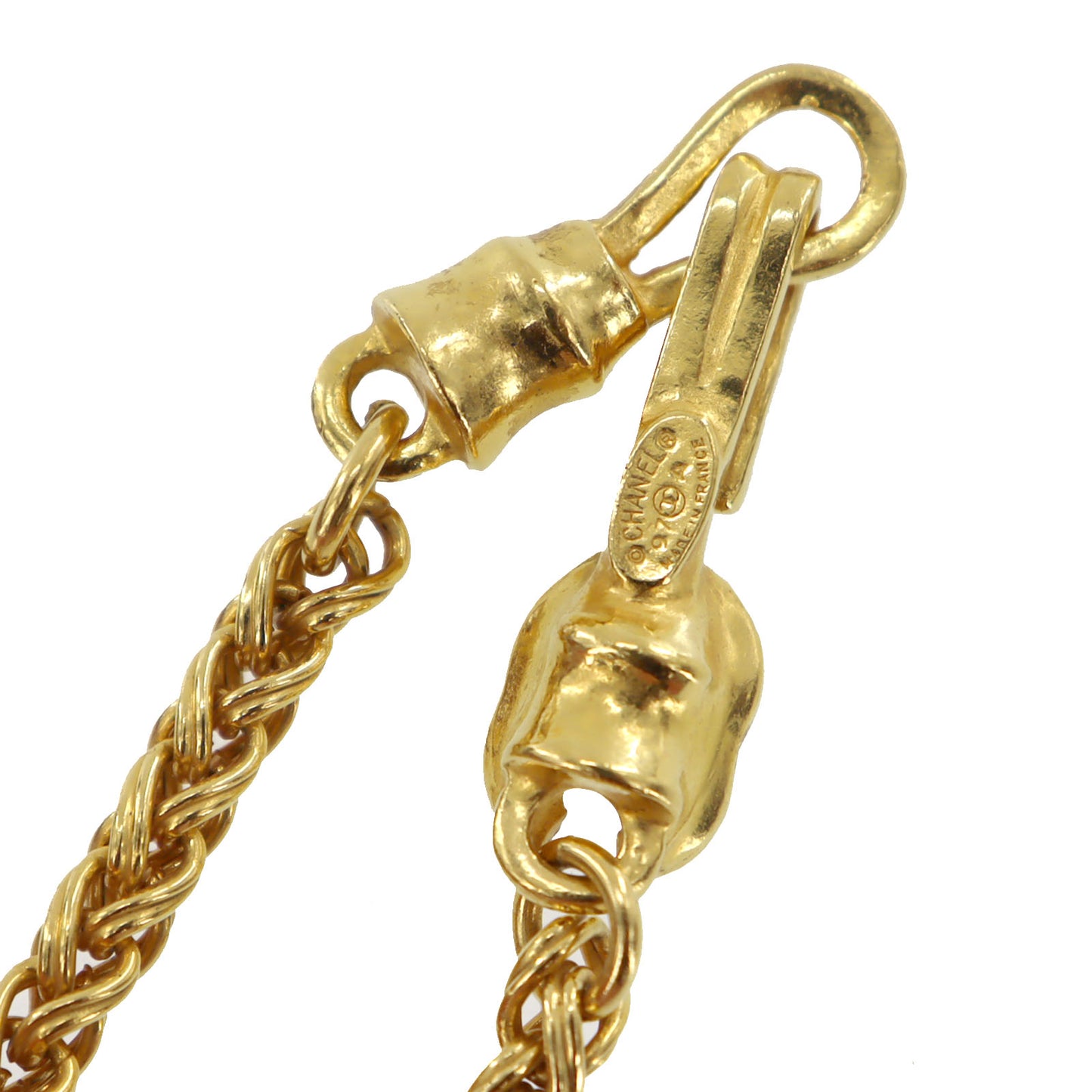 CHANEL Logo Chain Necklace Gold 97A #AG838