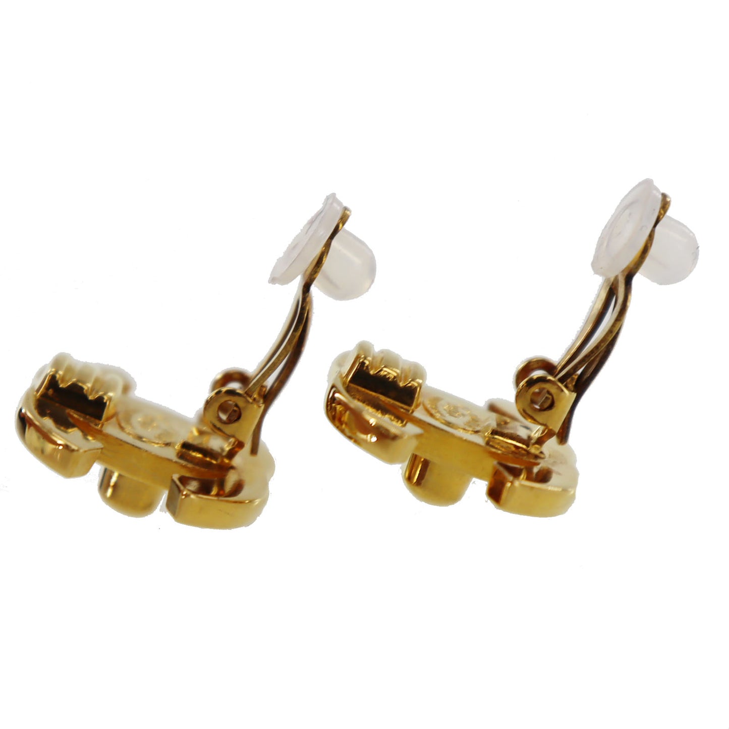 CHANEL CC Turn-lock Earrings Gold Clip-On 95A #AG191