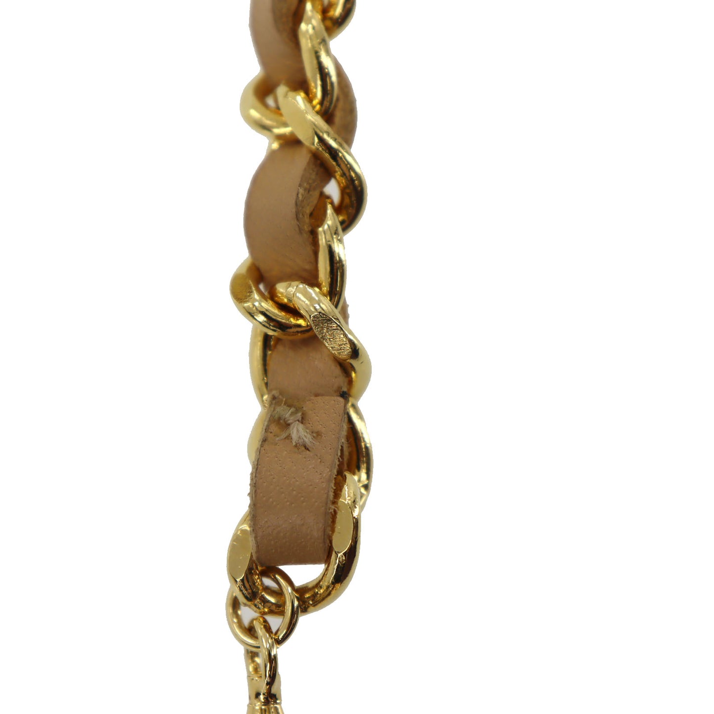 CHANEL CC Logo Chain Belt Gold Beige 1982 #BS616