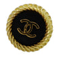 CHANEL CC Logos Circle Earrings Gold Black Clip-On 95P #BN76