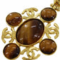 CHANEL Logo Necklace Gold Plated Chain Stone 95A #AG92