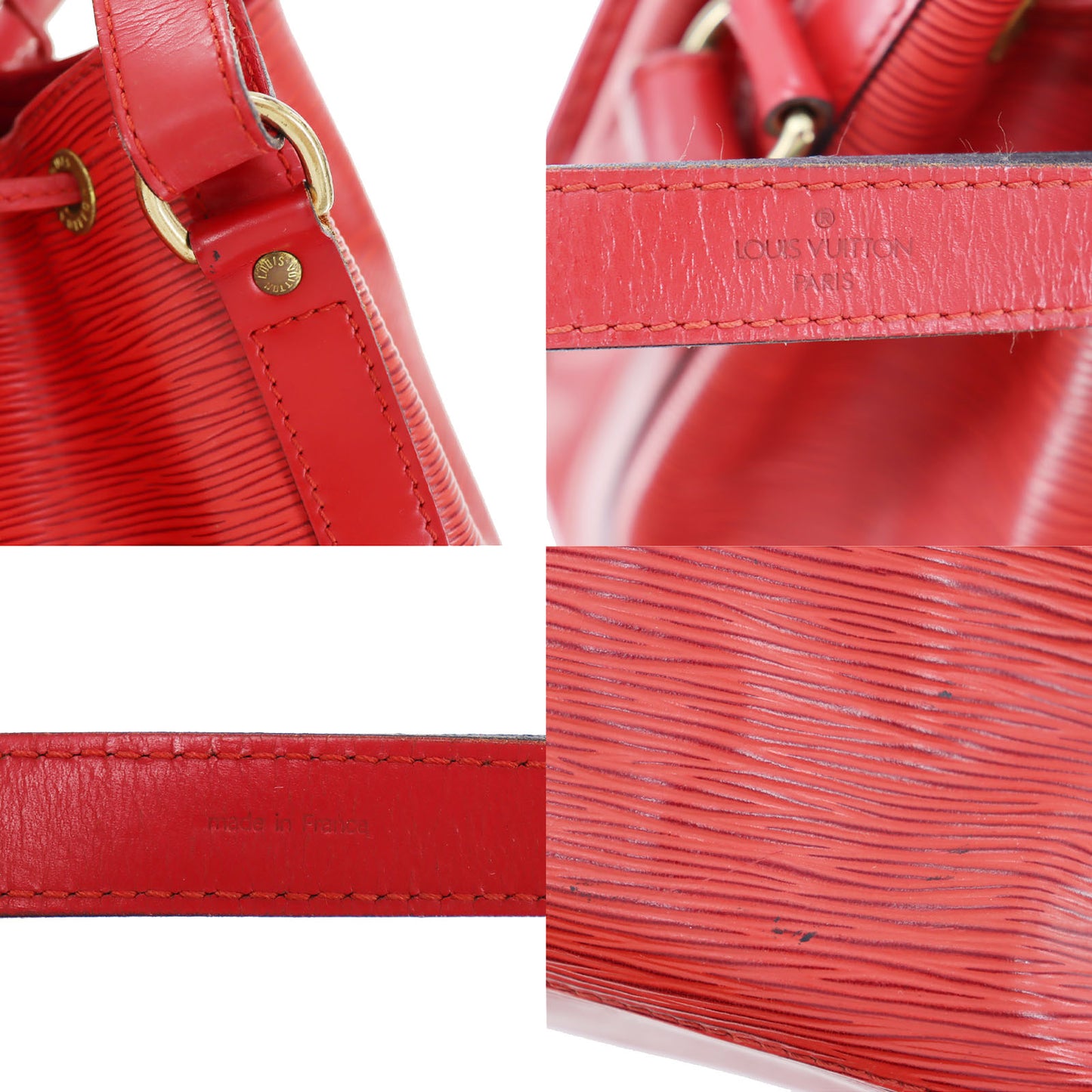 LOUIS VUITTON Petit Noe Shoulder Bag Red Epi M44107 #AG501