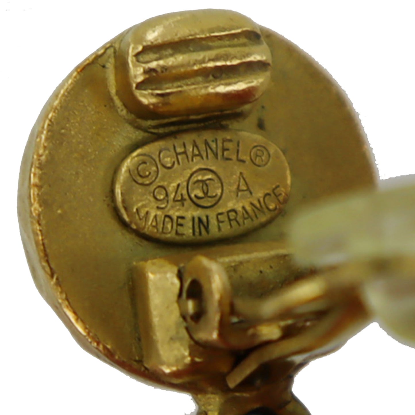 CHANEL CC Logos Earrings Gold Clip-On 94A #AG747